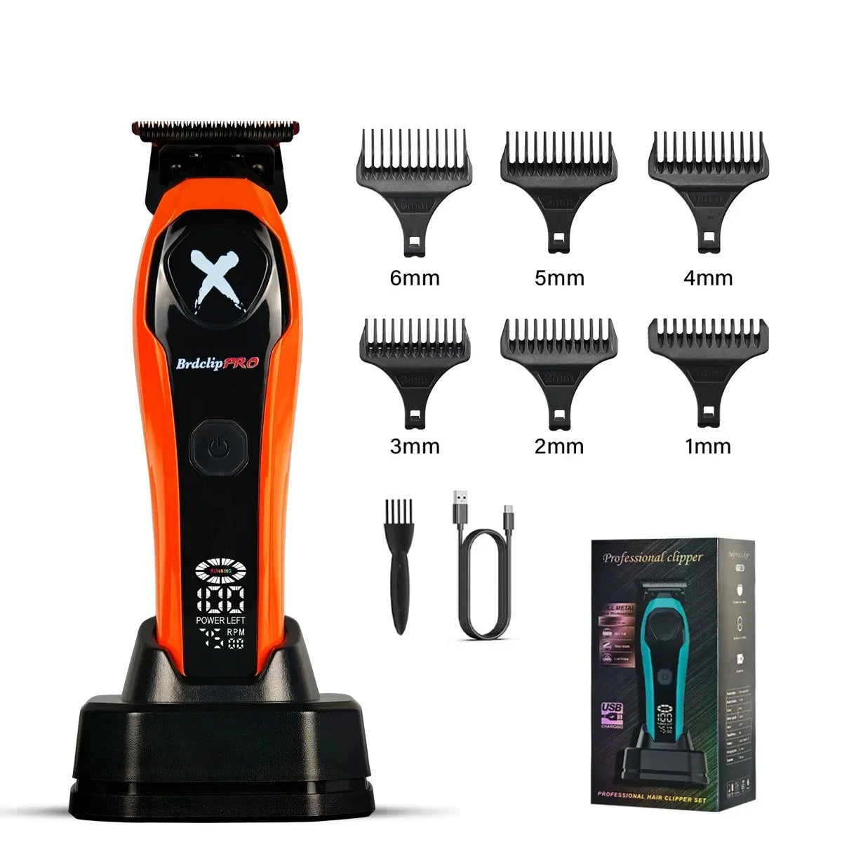 BRDCLIP Professional Hair Clippers Rechargeable Hair Trimmer Charging Base Haircut Machine DLC Blade Clippers For man BRD-619