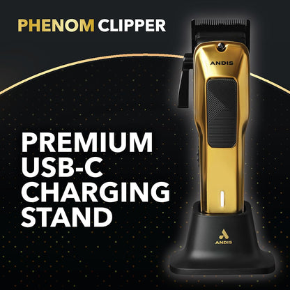 Andis 562312 Phenom Professional Corded/Cordless Hair Clipper, Adjustable Phaze Blade, Close Cutting, Gold