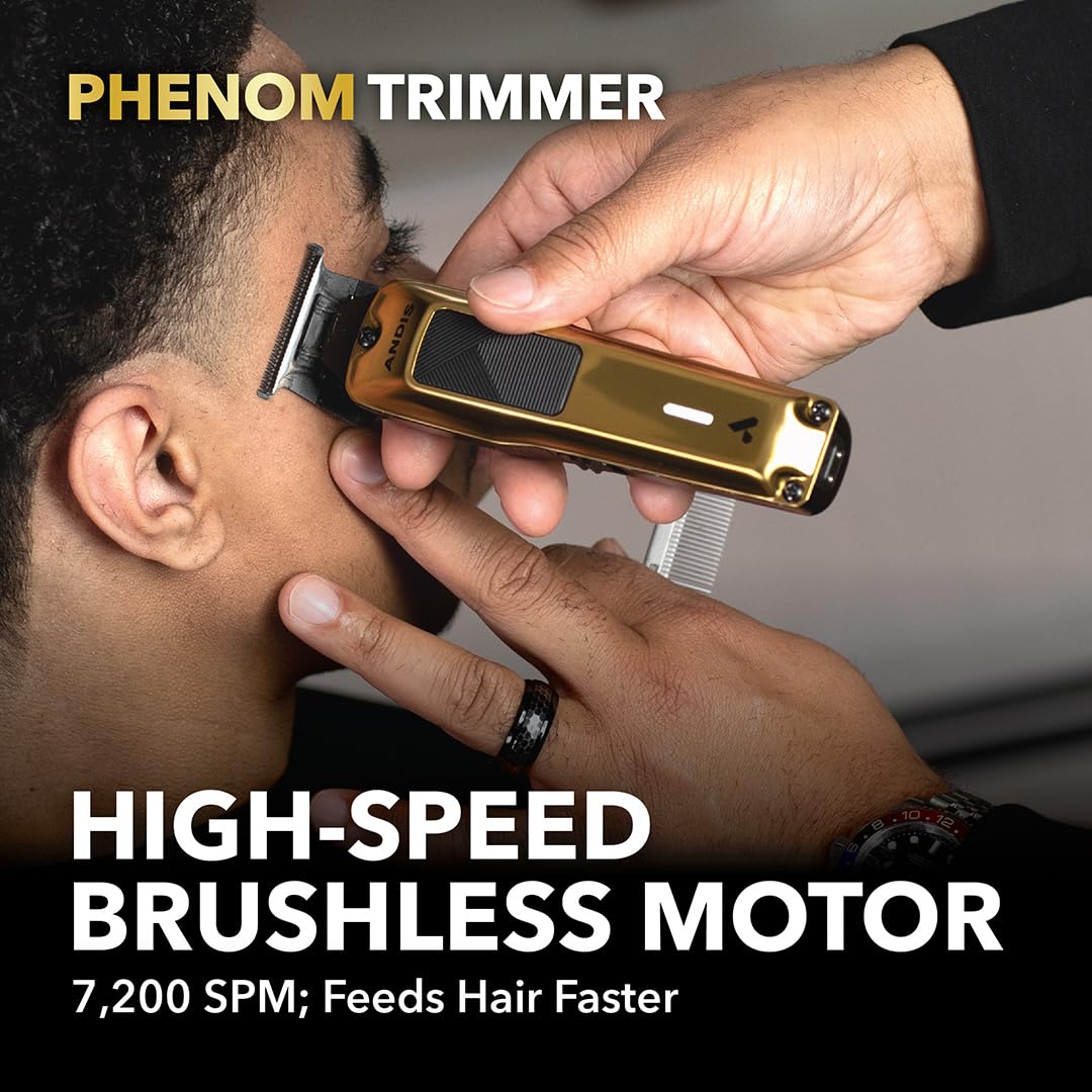 Andis 562312 Phenom Professional Corded/Cordless Hair Clipper, Adjustable Phaze Blade, Close Cutting, Gold