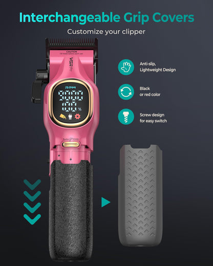 VGRPRO Professional Hair Clippers for Men, Professional Barber Clippers and Trimmer Set, Cordless Hair Clippers for Hair Cutting with Package Case, Powerful 9000 PRM Rechargable Electric Clippers
