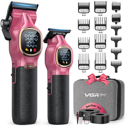 VGRPRO Professional Hair Clippers for Men, Professional Barber Clippers and Trimmer Set, Cordless Hair Clippers for Hair Cutting with Package Case, Powerful 9000 PRM Rechargable Electric Clippers
