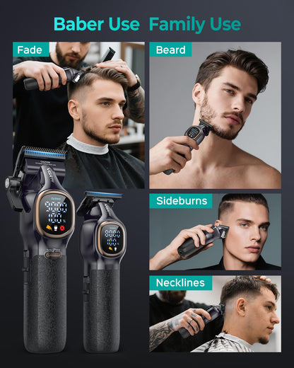 VGRPRO Professional Hair Clippers for Men, Professional Barber Clippers and Trimmer Set, Cordless Hair Clippers for Hair Cutting with Package Case, Powerful 9000 PRM Rechargable Electric Clippers