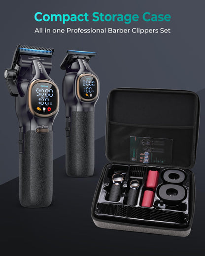 VGRPRO Professional Hair Clippers for Men, Professional Barber Clippers and Trimmer Set, Cordless Hair Clippers for Hair Cutting with Package Case, Powerful 9000 PRM Rechargable Electric Clippers