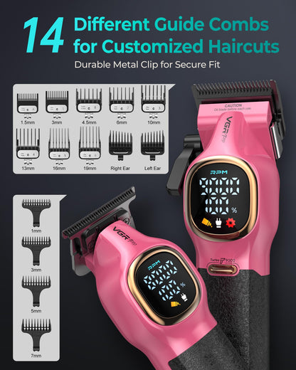 VGRPRO Professional Hair Clippers for Men, Professional Barber Clippers and Trimmer Set, Cordless Hair Clippers for Hair Cutting with Package Case, Powerful 9000 PRM Rechargable Electric Clippers