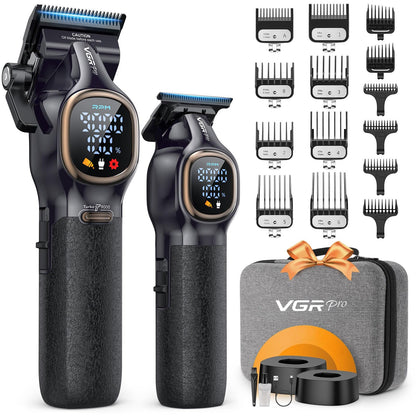VGRPRO Professional Hair Clippers for Men, Professional Barber Clippers and Trimmer Set, Cordless Hair Clippers for Hair Cutting with Package Case, Powerful 9000 PRM Rechargable Electric Clippers