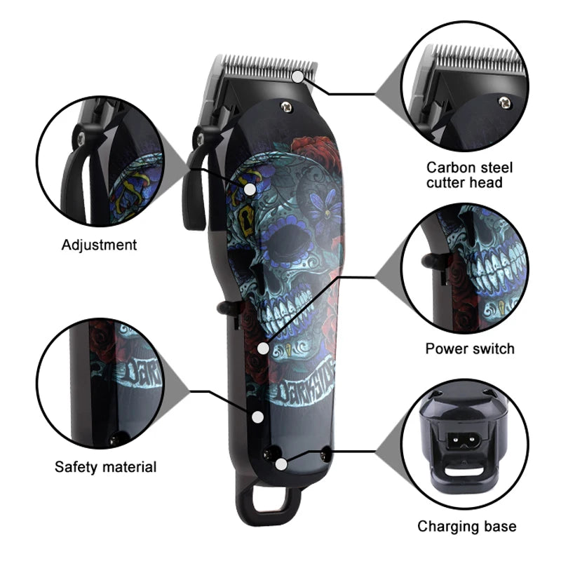 Kemei cortadora de cabello inalámbrica profesional, máquina recortadora de cabello y barba para hombre, eléctrica y potente, ideal para cortes de cabello y arreglo de barba. Incluye batería de litio recargable y funciona