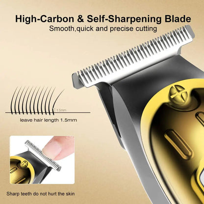 Full metal professional hair trimmer for men cordless LED display powerful hair clipper beard rechargeable hair cutting machine