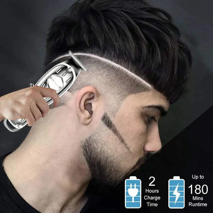 Full metal professional hair trimmer for men cordless LED display powerful hair clipper beard rechargeable hair cutting machine