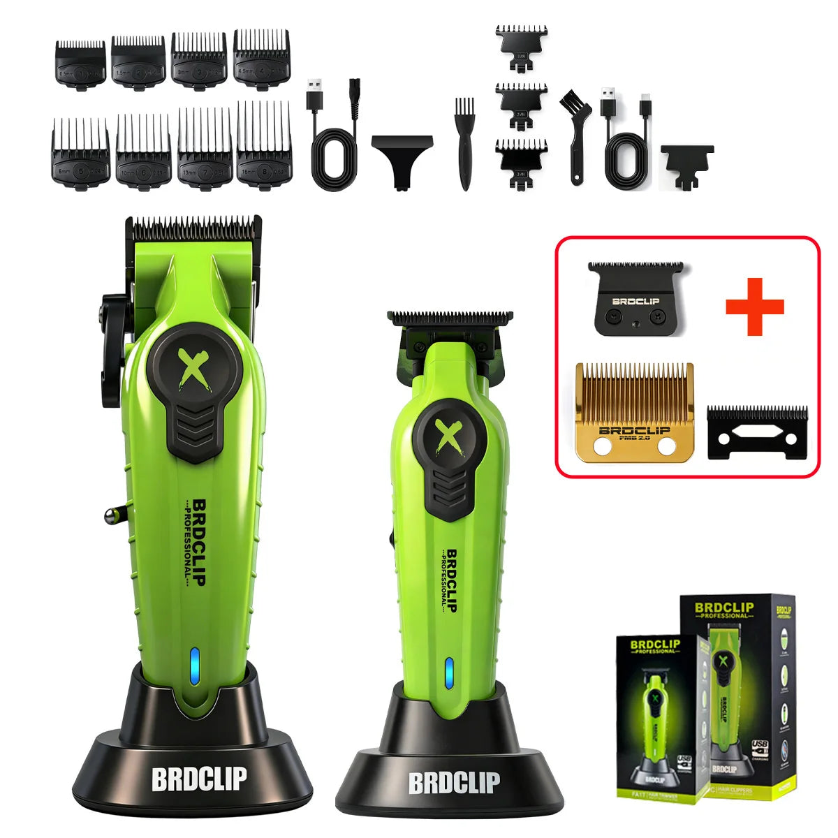 Professional Electric Hair Clipper Trimmer Shaver BRDCLIP X Series Set Gradient Salon Hair Styling Tool DLC Coated Fade Blade