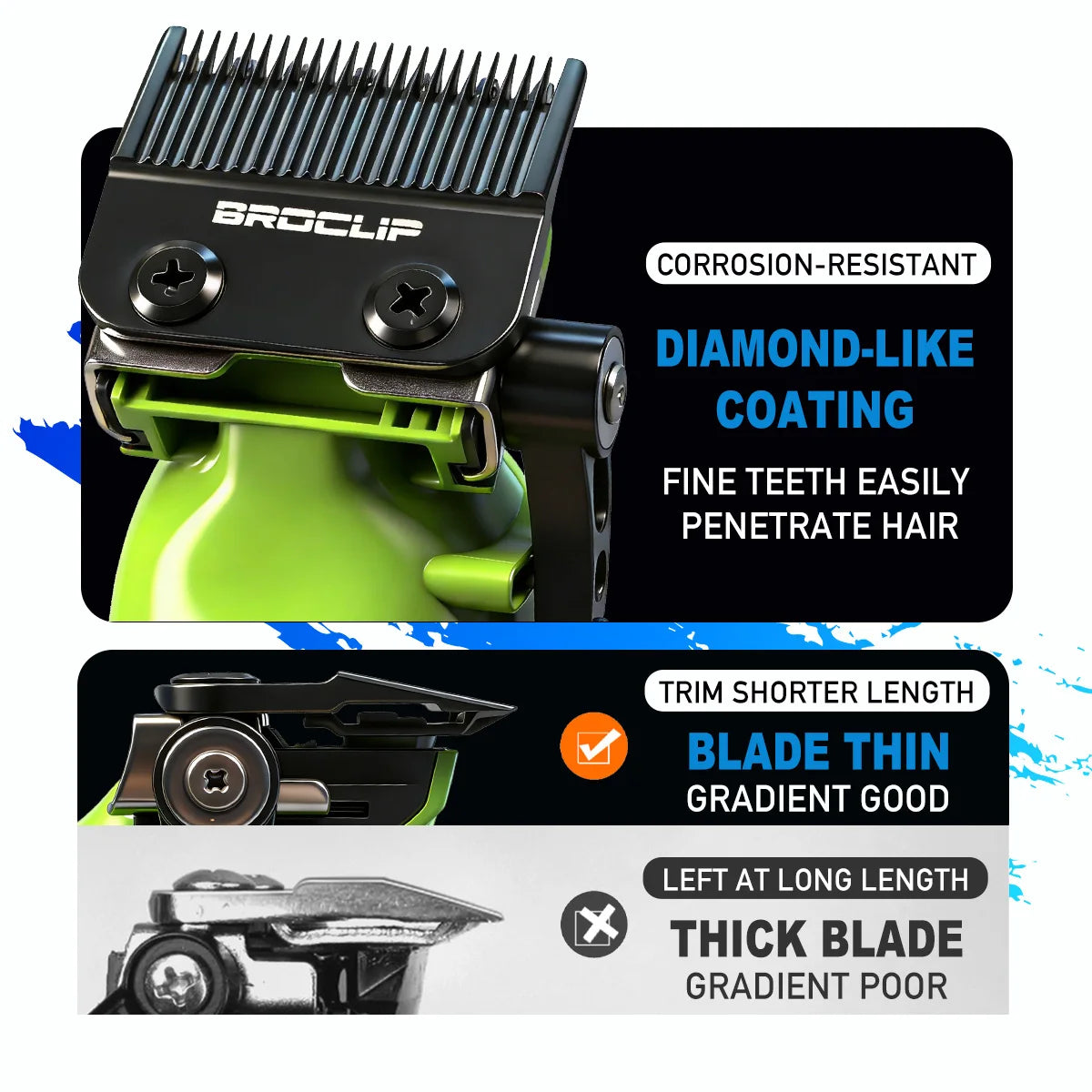 Professional Electric Hair Clipper Trimmer Shaver BRDCLIP X Series Set Gradient Salon Hair Styling Tool DLC Coated Fade Blade