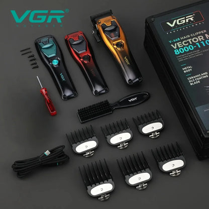 VGR Professional Hair Clippers Rechargeable Hair Trimmer Vector Motor 11000 RPM Haircut DLC Blade Clippers For man V-668 V-668T