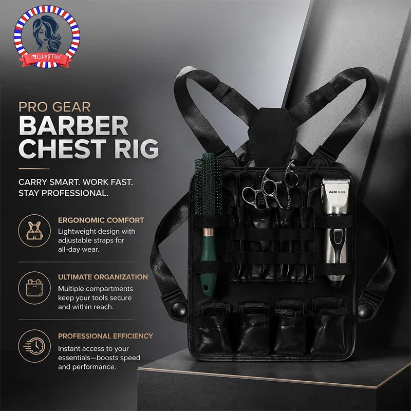 Professional Barber Multifunctional Tool Kit with Shoulder Strap Chest Bag Scissors Comb Bag Salon Home Hairdressing Tools