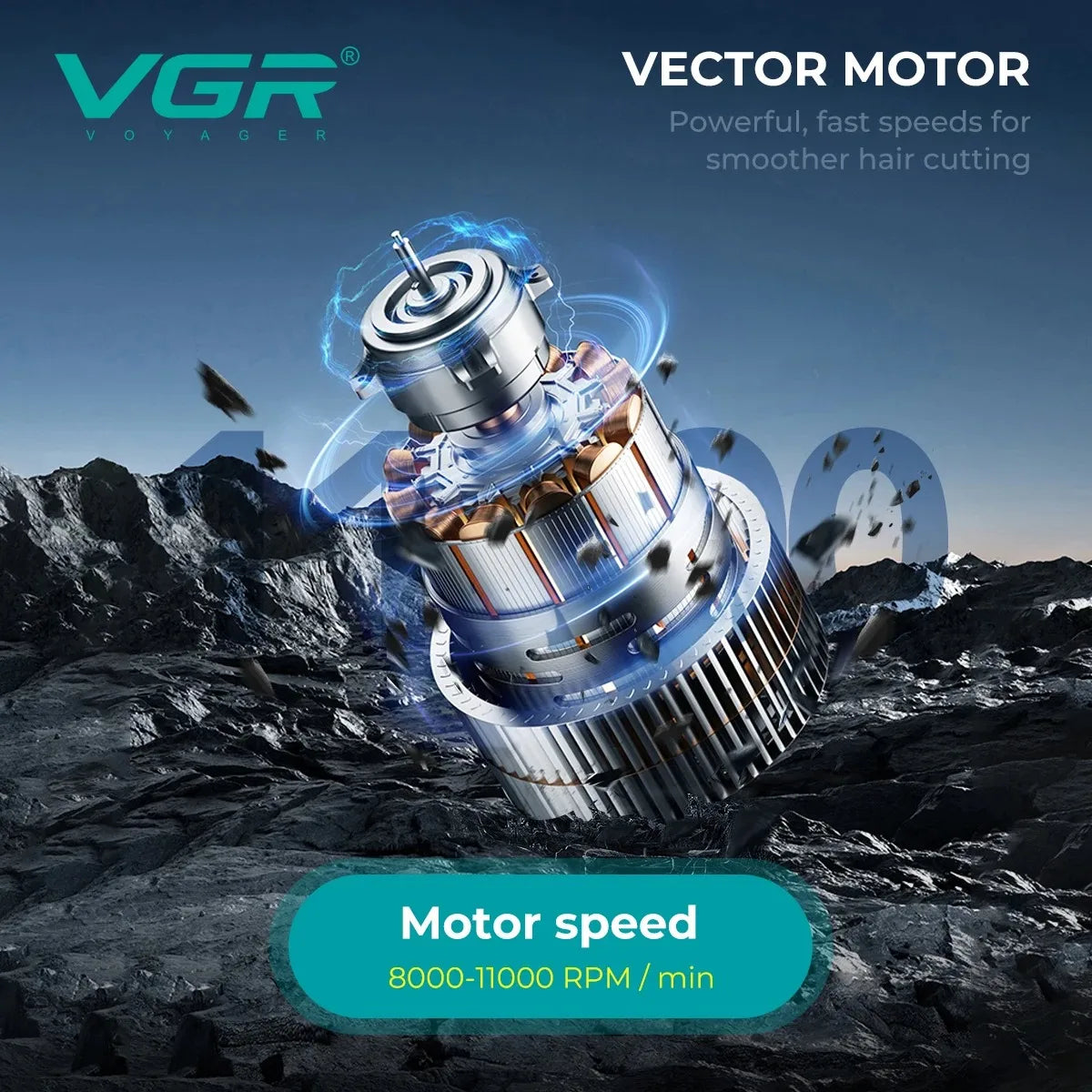 VGR Professional Hair Clippers Rechargeable Hair Trimmer Vector Motor 11000 RPM Haircut DLC Blade Clippers For man V-668 V-668T