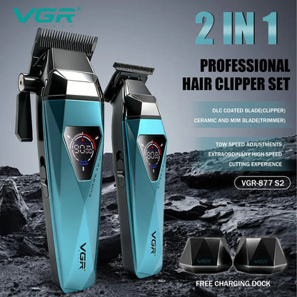 VGR Hair Trimmers Professional Hair Cut Machine Rechargeable Hair Trimmer Electric Clippers Adjustable Trimmer for Men V-877 S2