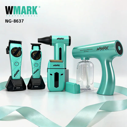 WMARK Professional Hair Clipper Shaver Hair Dryers and Spray Bottle Handheld 5 in 1 Barber KIT Gift Box Trimmer for Men NG-8637