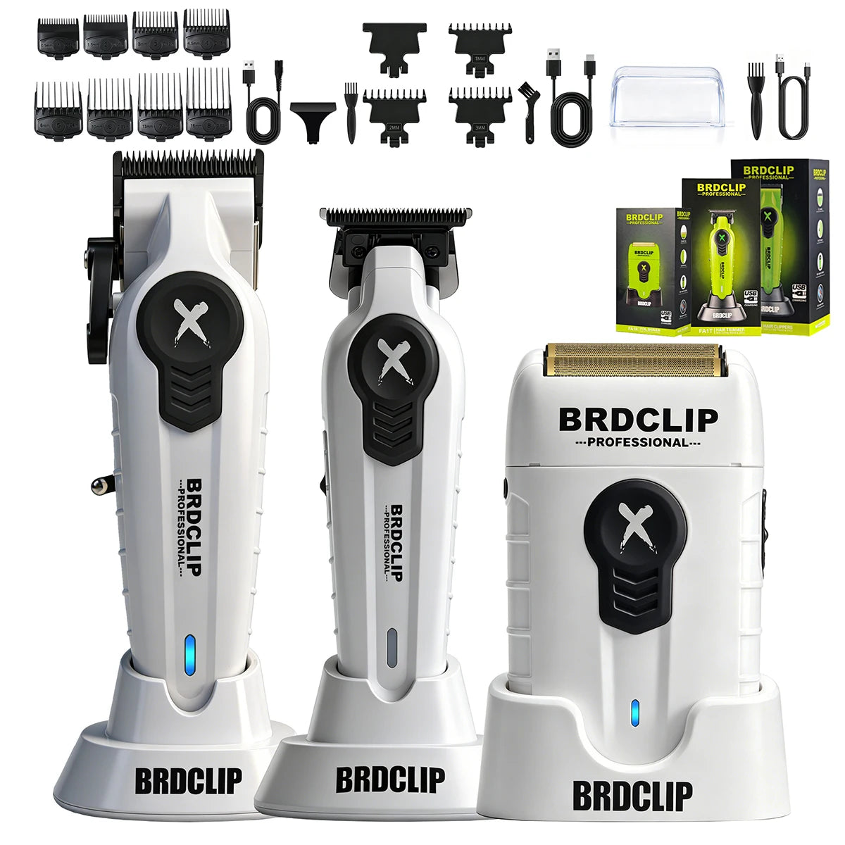 Professional Electric Hair Clipper Trimmer Shaver BRDCLIP X Series Set Gradient Salon Hair Styling Tool DLC Coated Fade Blade
