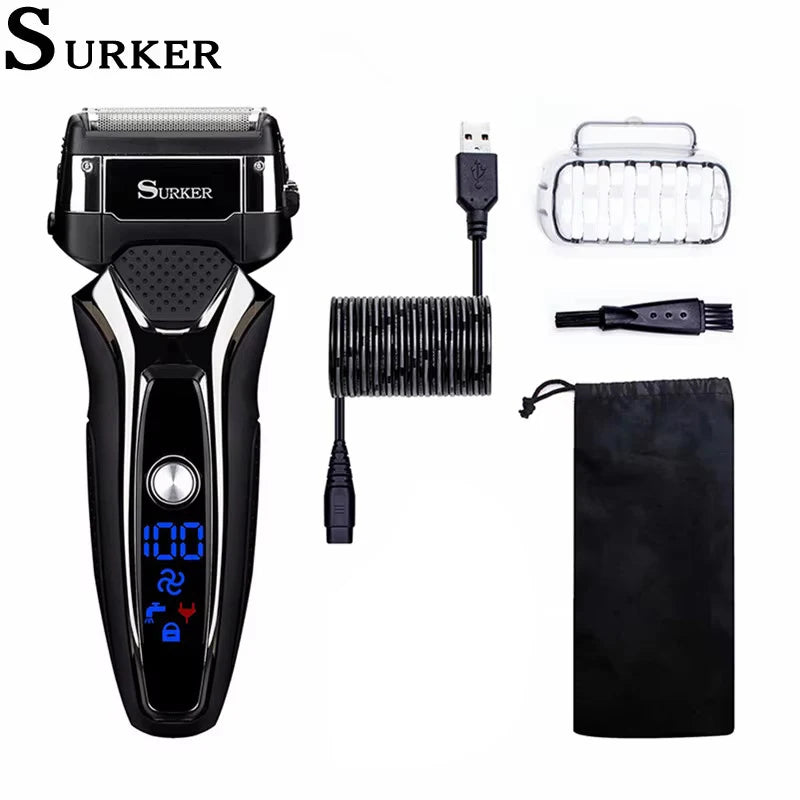 Surker Electric Shaver for Men Rechargeable Intelligent Washable Digital LCD