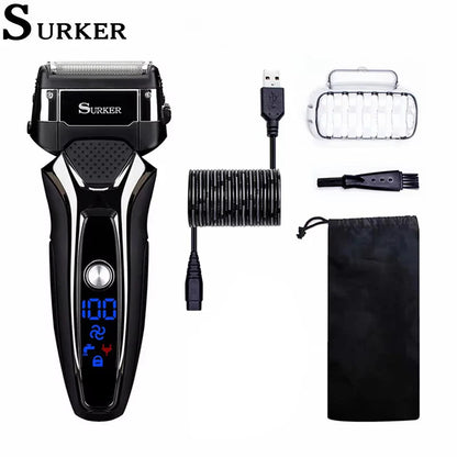 Surker Electric Shaver for Men Rechargeable Intelligent Washable Digital LCD