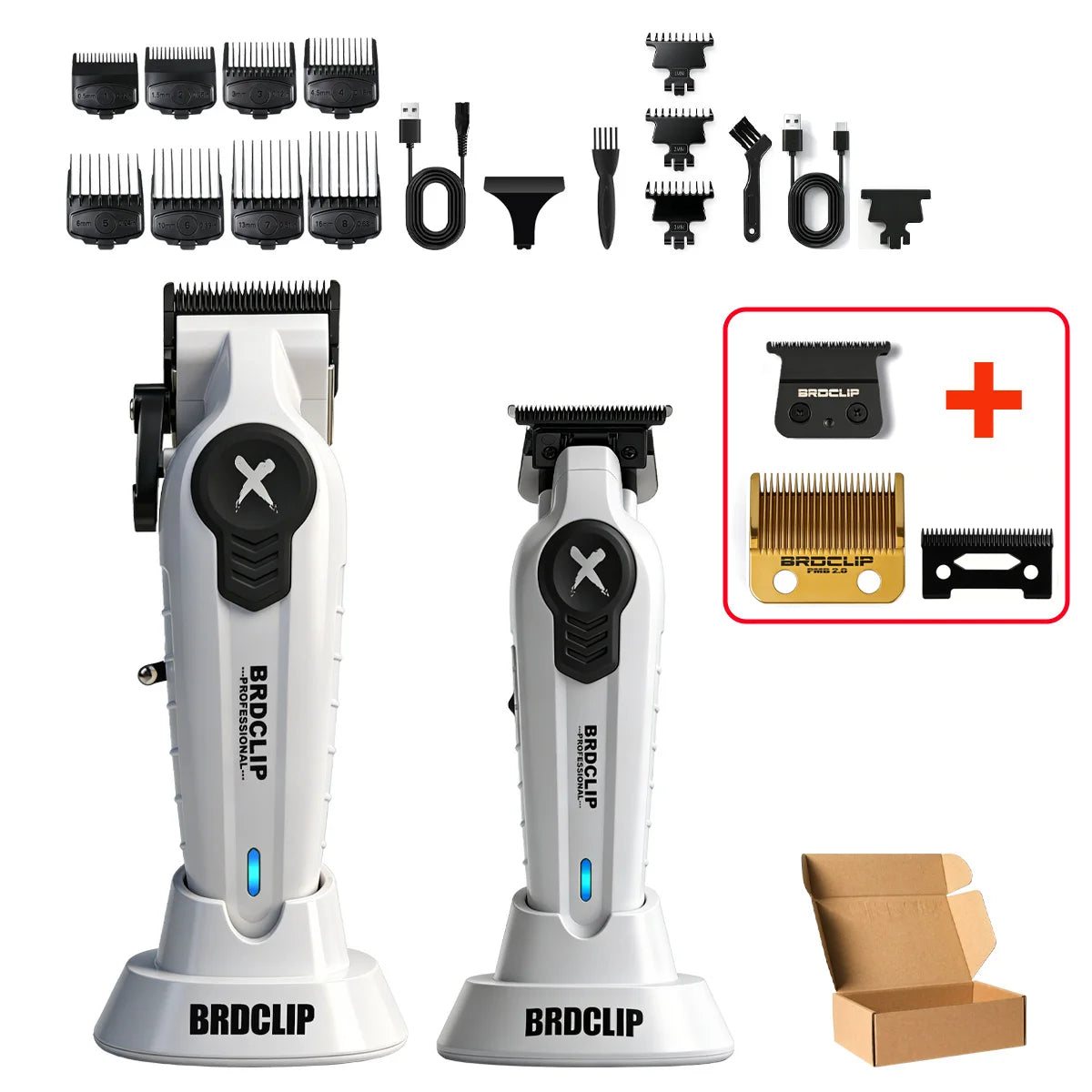 Professional Electric Hair Clipper Trimmer Shaver BRDCLIP X Series Set Gradient Salon Hair Styling Tool DLC Coated Fade Blade