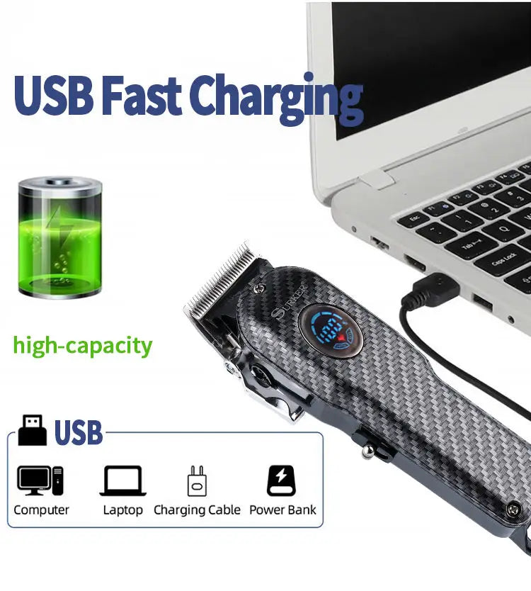Powerful barber machine professional hair clipper men electric hair trimmer adjustable hair cutter machine rechargeable