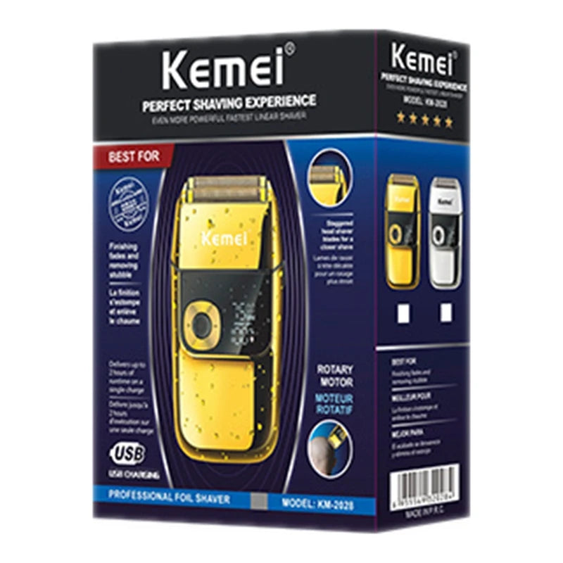 Kemei 2028 Barber Professional Beard Hair Shaver For Men Electric Shaver Rechargeable Electric Razor Balds Head Shaving Machine