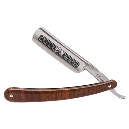 Professional Men's Manual Straight Shaver Gold Dollars Classic Sharp Razor Barber Facial Epilator Stainless Steel Folding Shaver