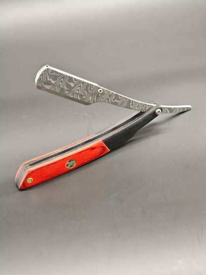 Men Professional  Barber Straight Edge Razor with 5 Blades Men's Manual Shaver Salon Quality Razor (Wooden)