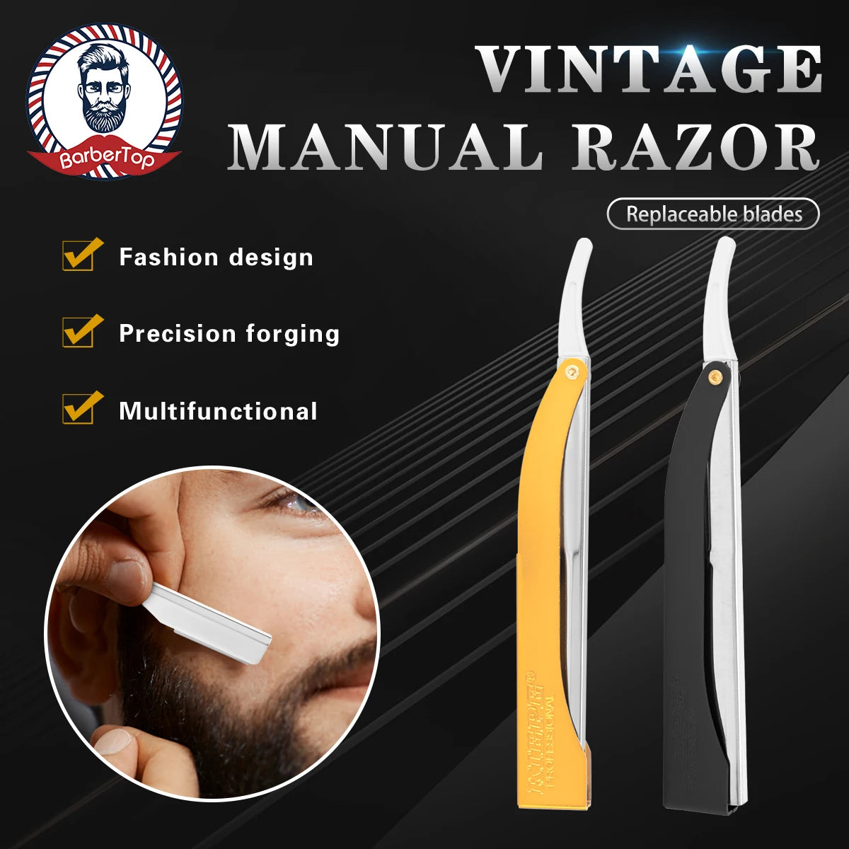 Professional Manual Barber Razor Haircut Shaving Tool Beard Eyebrow Trimming Blades Straight Edge for Hairdresser Depilation
