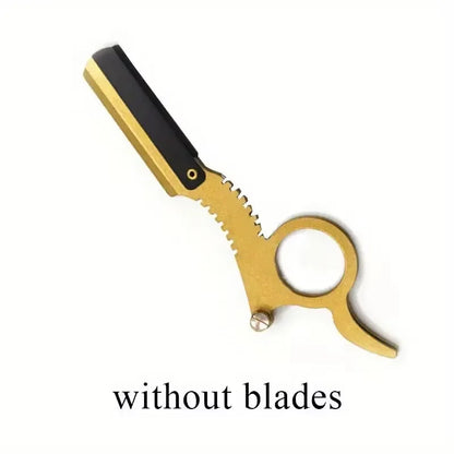 Manual Barber Razor Haircut Shaving Tool - Beard Eyebrow Trimming Blades Straight Edge for Hairdresser Professional Depilation