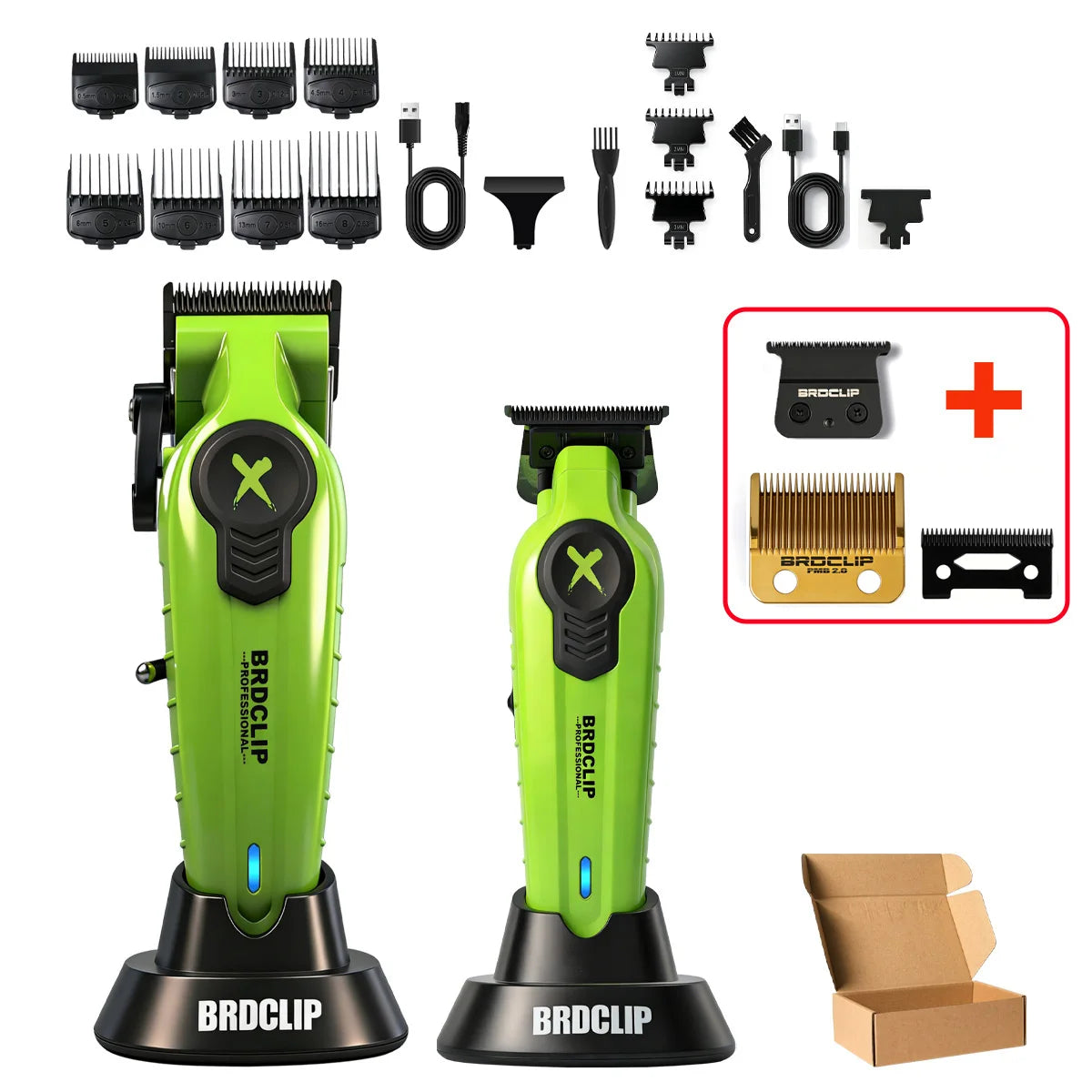 Professional Electric Hair Clipper Trimmer Shaver BRDCLIP X Series Set Gradient Salon Hair Styling Tool DLC Coated Fade Blade