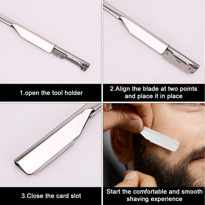Professional Manual Barber Razor Haircut Shaving Tool Beard Eyebrow Trimming Blades Straight Edge for Hairdresser Depilation