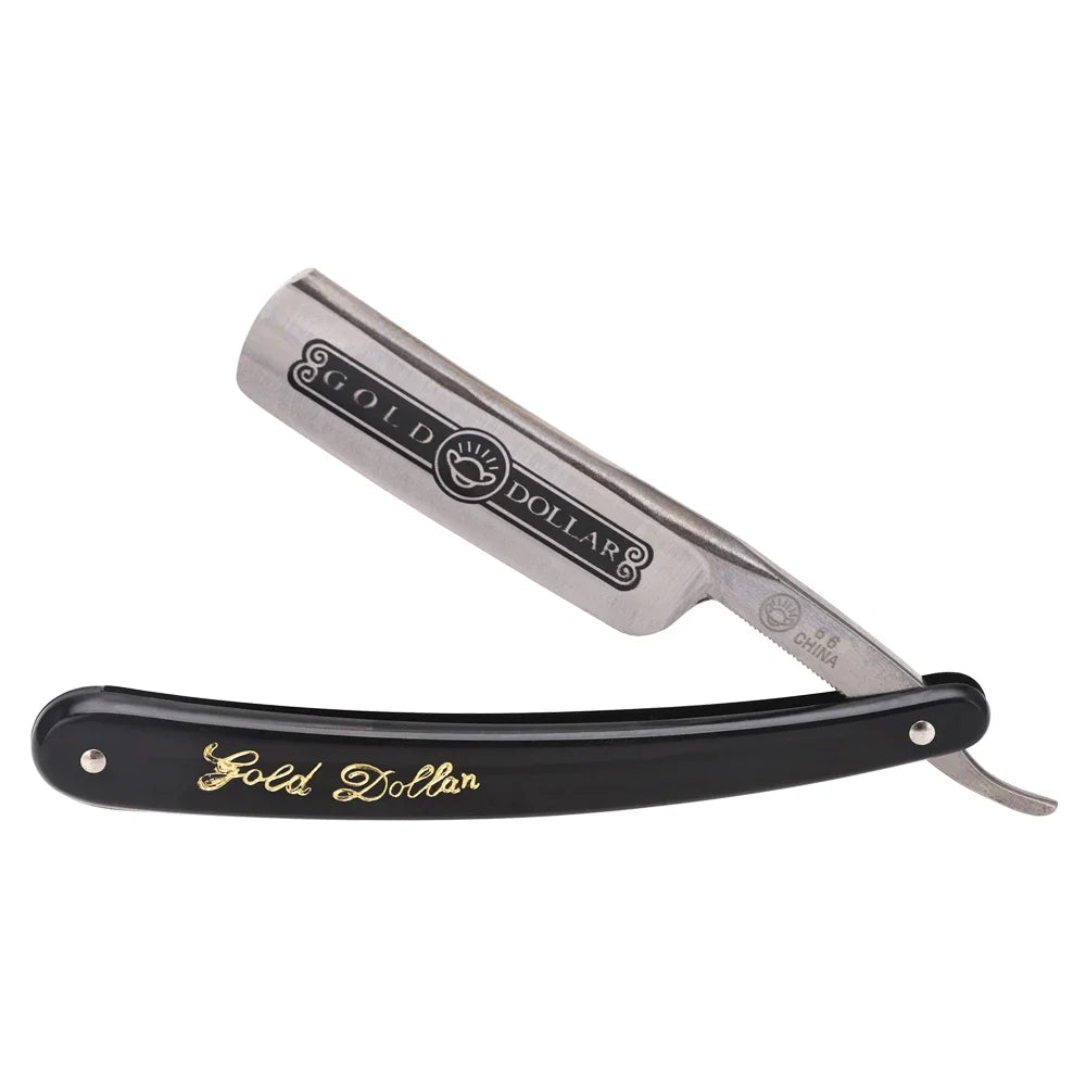 Professional Men's Manual Straight Shaver Gold Dollars Classic Sharp Razor Barber Facial Epilator Stainless Steel Folding Shaver