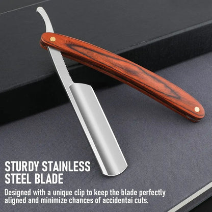 Premium Stainless Steel Straight Edge Barber Razor: Sharp, Folding, Professional Manual Shaver for Precision Beard Shaving