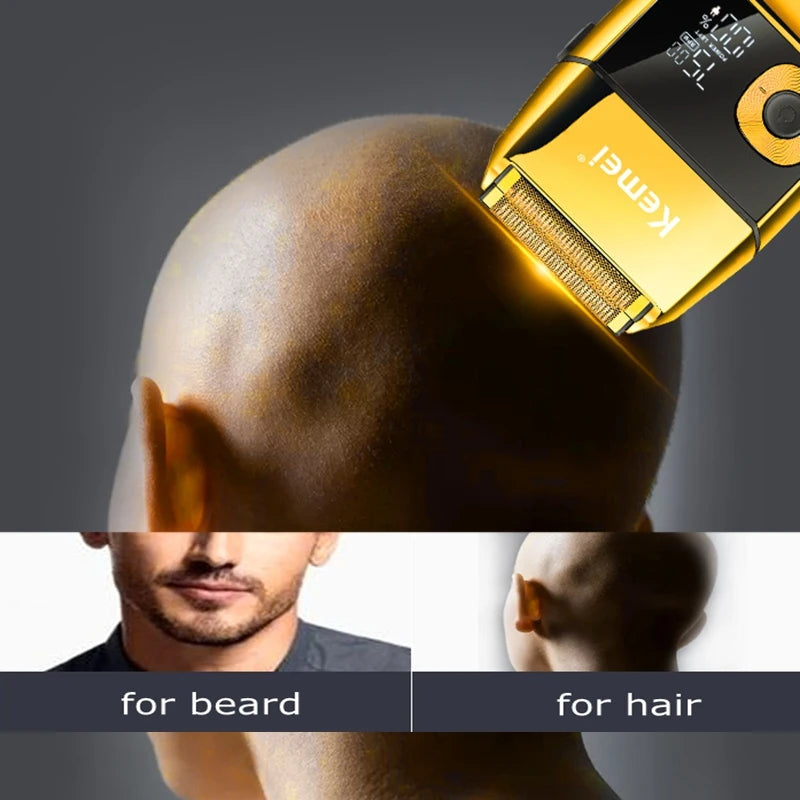 Kemei 2028 Barber Professional Beard Hair Shaver For Men Electric Shaver Rechargeable Electric Razor Balds Head Shaving Machine