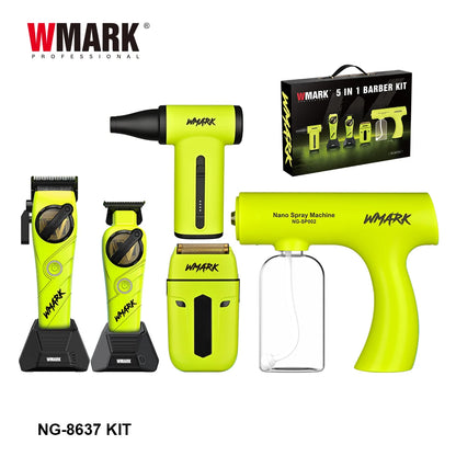 WMARK Professional Hair Clipper Shaver Hair Dryers and Spray Bottle Handheld 5 in 1 Barber KIT Gift Box Trimmer for Men NG-8637