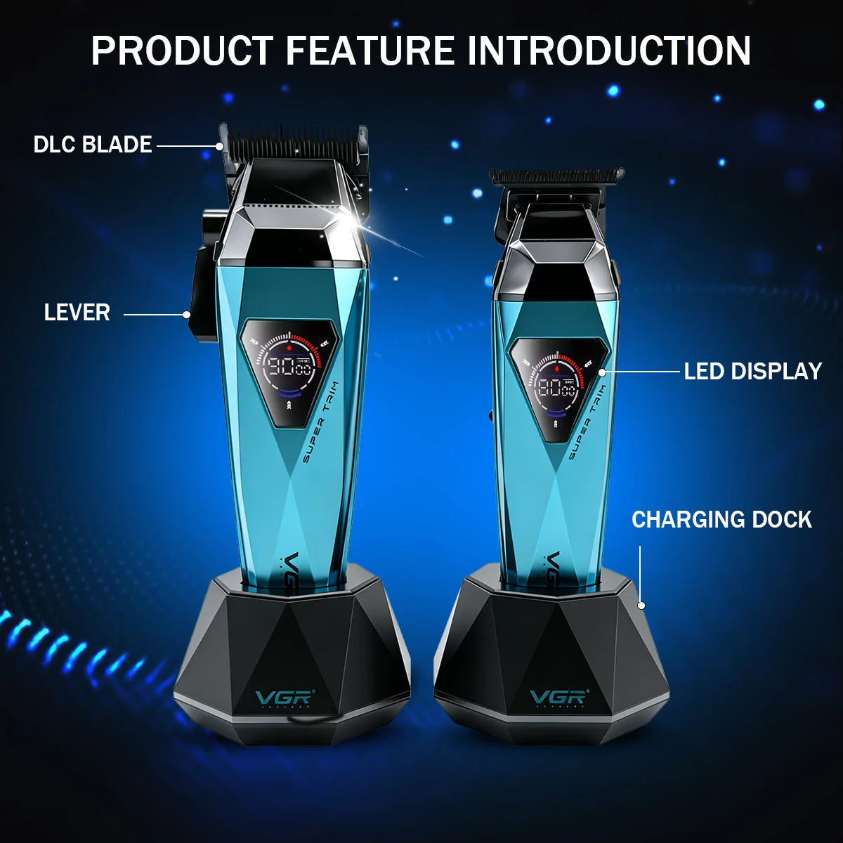 VGR Hair Trimmers Professional Hair Cut Machine Rechargeable Hair Trimmer Electric Clippers Adjustable Trimmer for Men V-877 S2