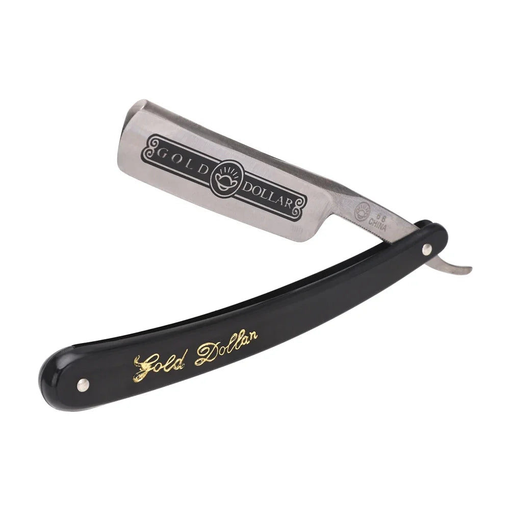 Professional Men's Manual Straight Shaver Gold Dollars Classic Sharp Razor Barber Facial Epilator Stainless Steel Folding Shaver