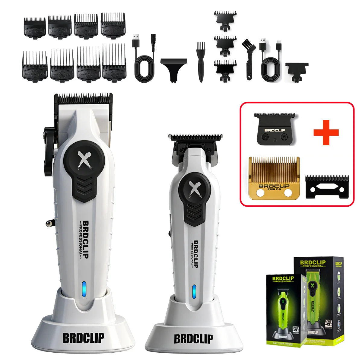 Professional Electric Hair Clipper Trimmer Shaver BRDCLIP X Series Set Gradient Salon Hair Styling Tool DLC Coated Fade Blade