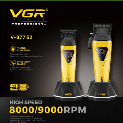 VGR Hair Trimmers Professional Hair Cut Machine Rechargeable Hair Trimmer Electric Clippers Adjustable Trimmer for Men V-877 S2