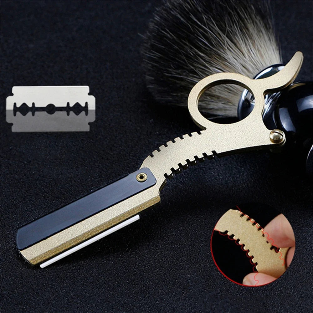Manual Barber Razor Haircut Shaving Tool - Beard Eyebrow Trimming Blades Straight Edge for Hairdresser Professional Depilation